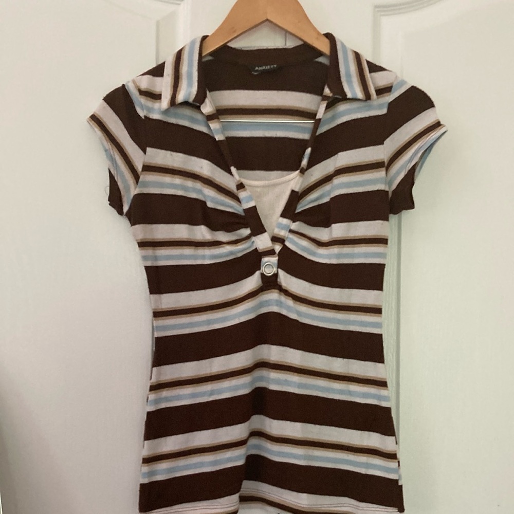 Blue and brown top
